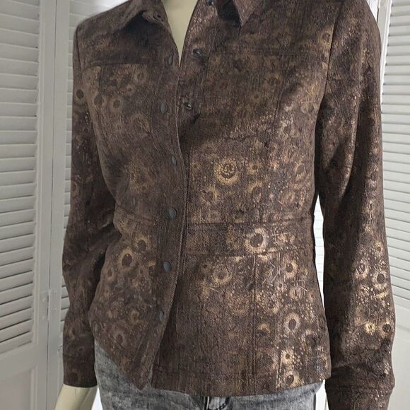 Coldwater Creek Metallic Snap Down Jacket Size 10 - Picture 9 of 12